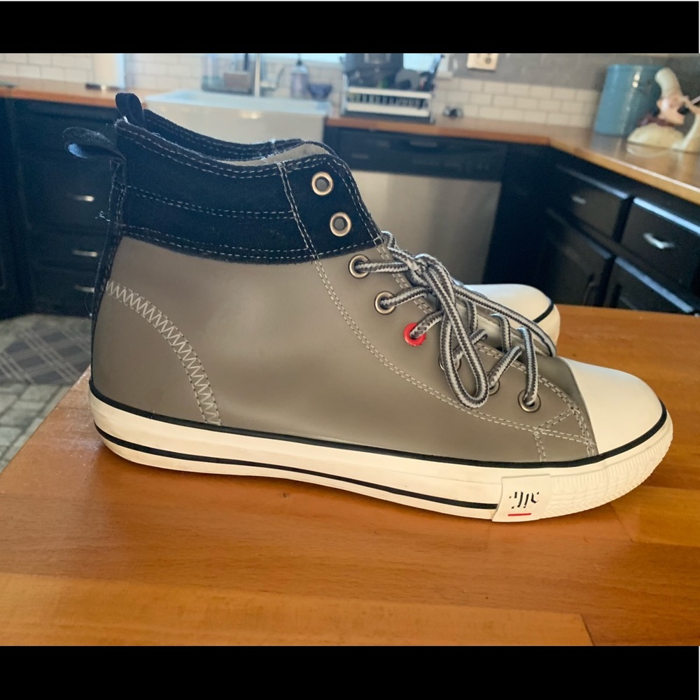 Grey & navy leather high top H.I.S. sneakers